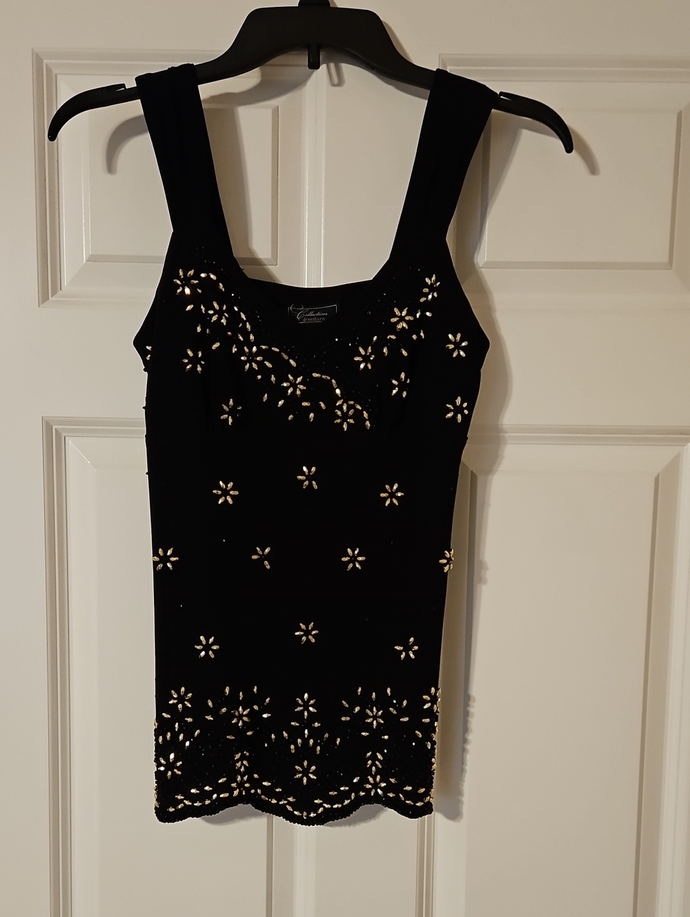dressbarn Black Tank with Gold And Black Beading